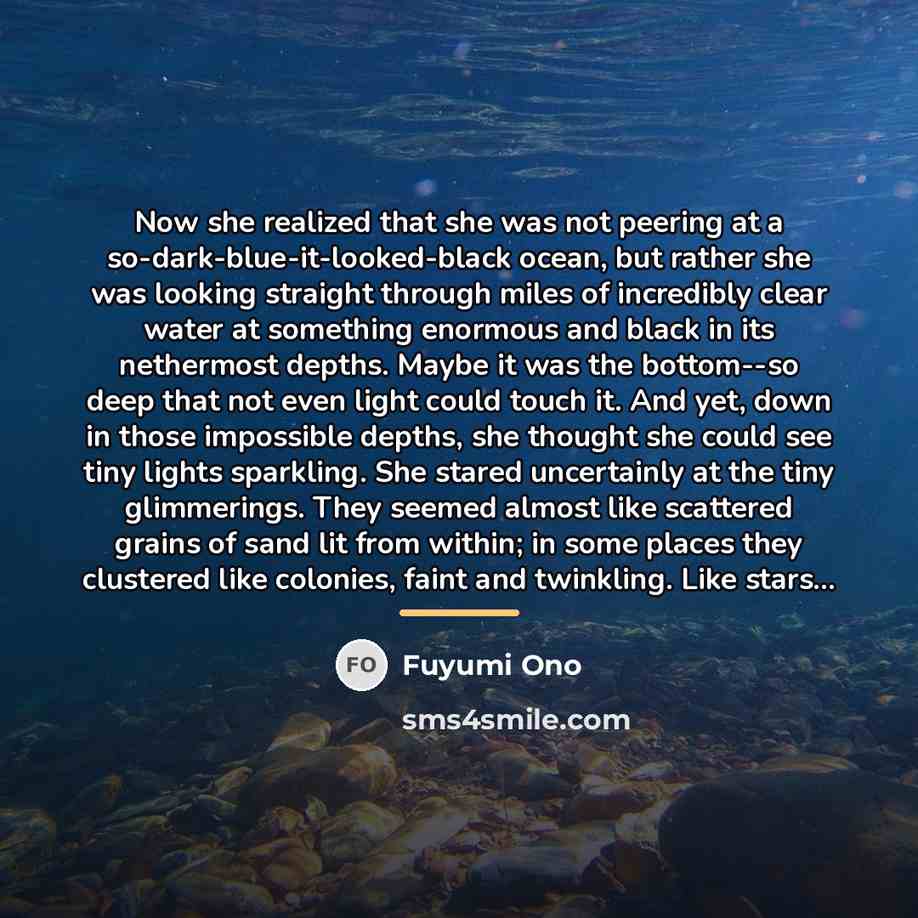 “Now she realized that she was not peering at a…” quote by Fuyumi Ono