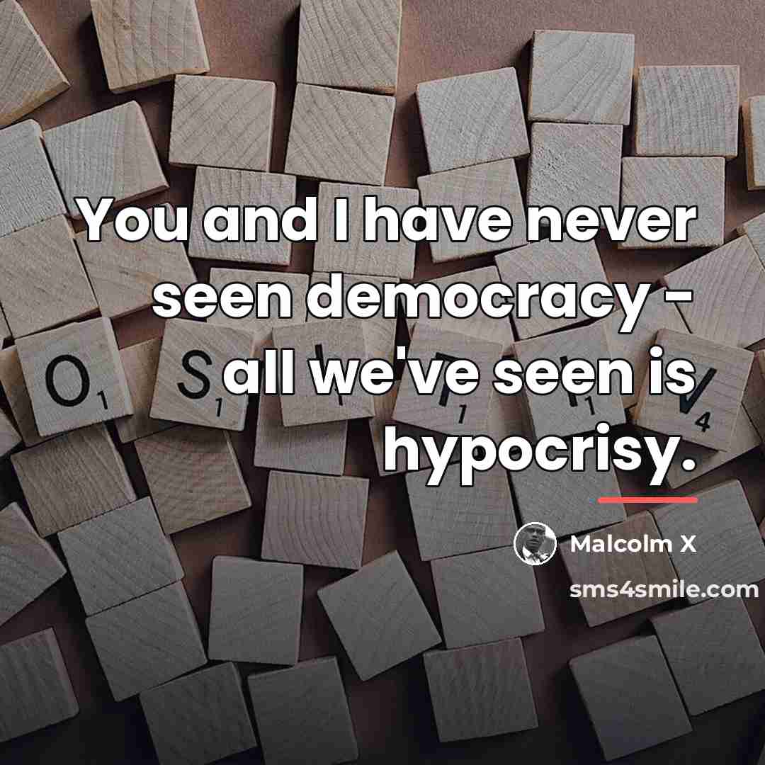 “You and I have never seen democracy - all we've…” quote by Malcolm X