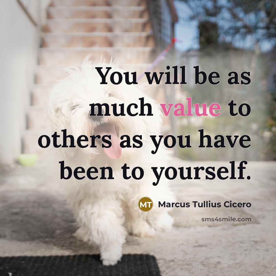 “You will be as much value to others as you have been to yourself.” quote by Marcus Tullius Cicero