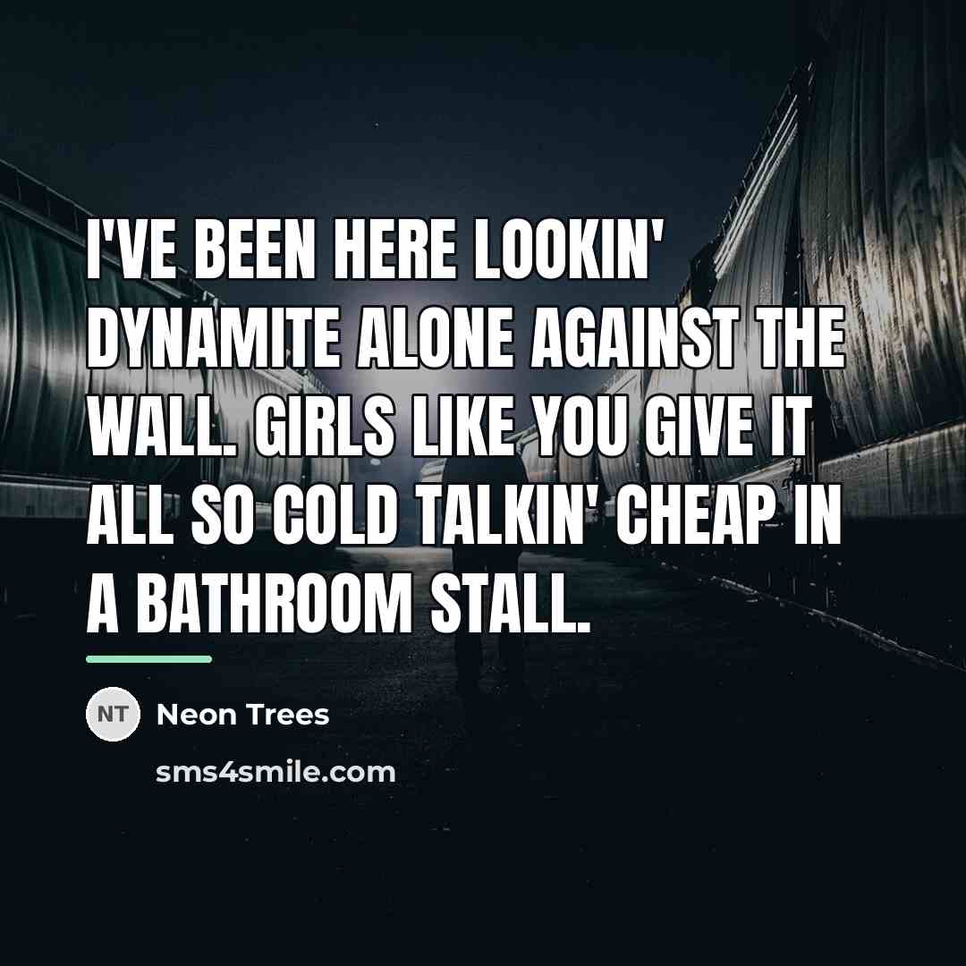 “I've been here lookin' dynamite alone against the wall. Girls…” quote by Neon Trees