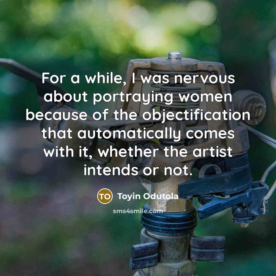“For a while, I was nervous about portraying women because…” quote by Toyin Odutola