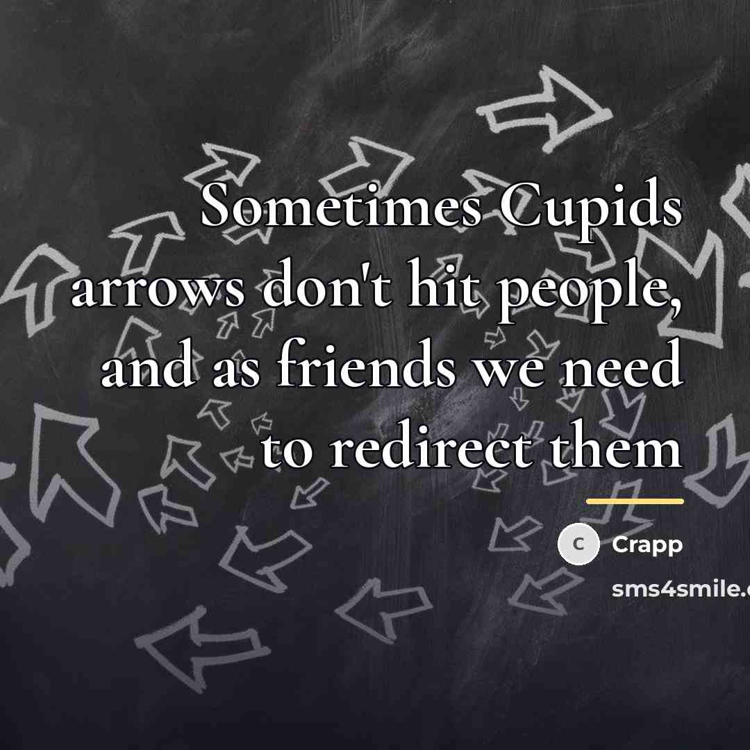 “Sometimes Cupids arrows don't hit people, and as friends we…” quote by Crapp