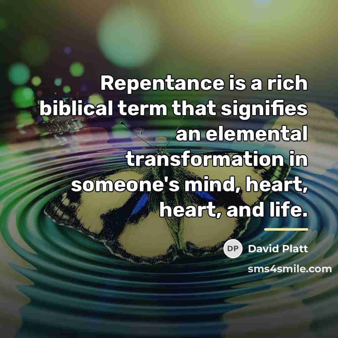 “Repentance is a rich biblical term that signifies an elemental…” quote by David Platt