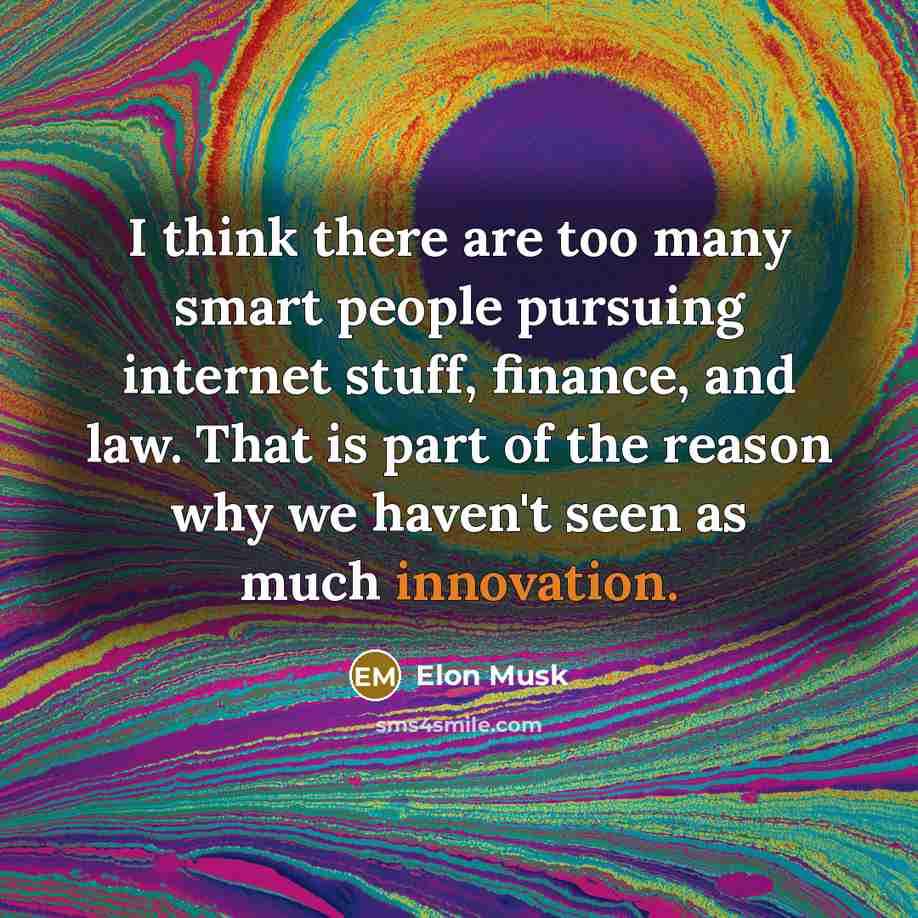 “I think there are too many smart people pursuing internet…” quote by Elon Musk
