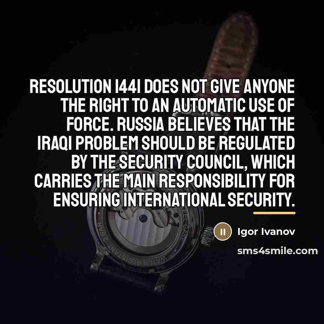 “Resolution 1441 does not give anyone the right to an…” quote by Igor Ivanov