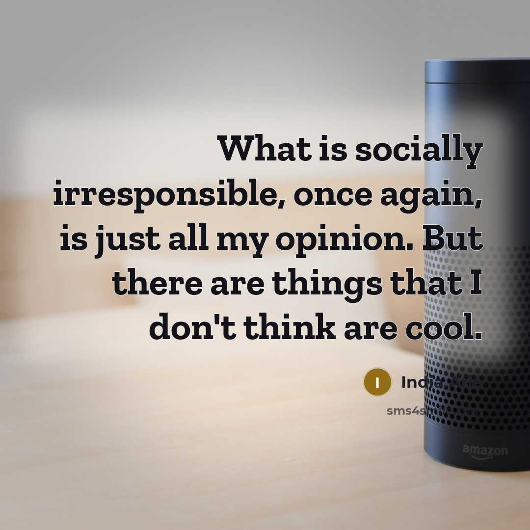 “What is socially irresponsible, once again, is just all my…” quote by India.Arie
