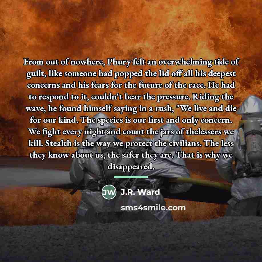 “From out of nowhere, Phury felt an overwhelming tide of…” quote by J.R. Ward
