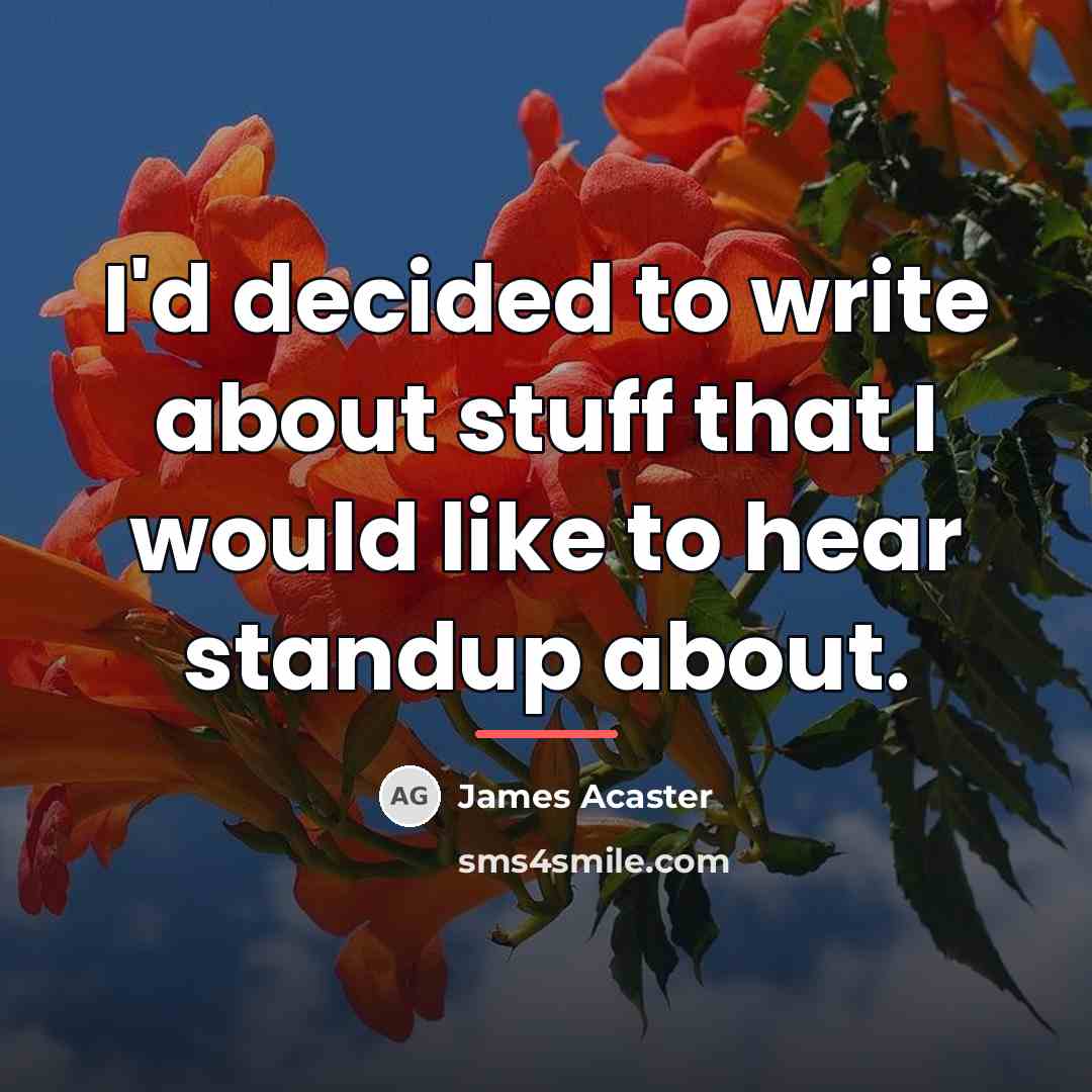 “I'd decided to write about stuff that I would like…” quote by James Acaster
