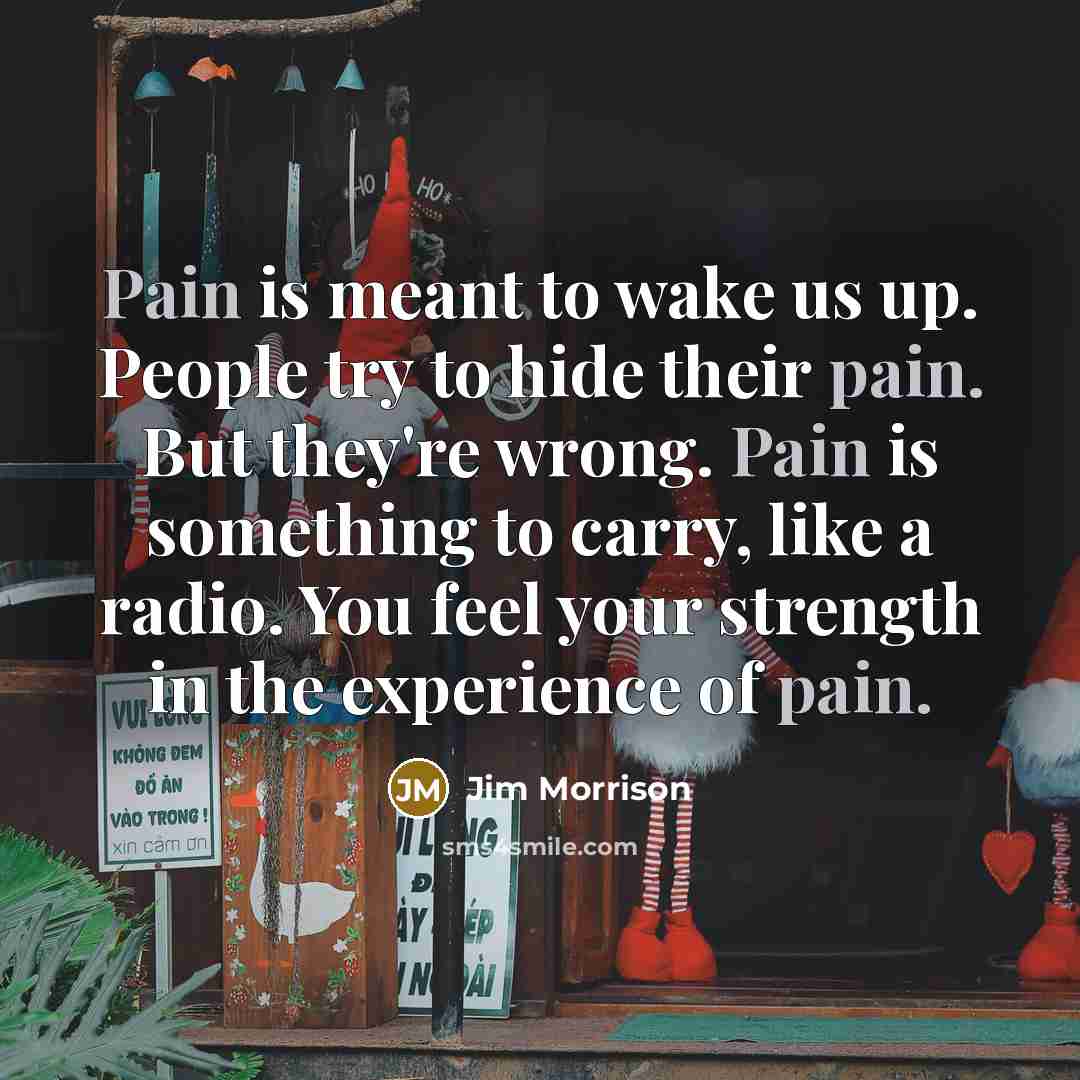“Pain is meant to wake us up. People try to…” quote by Jim Morrison