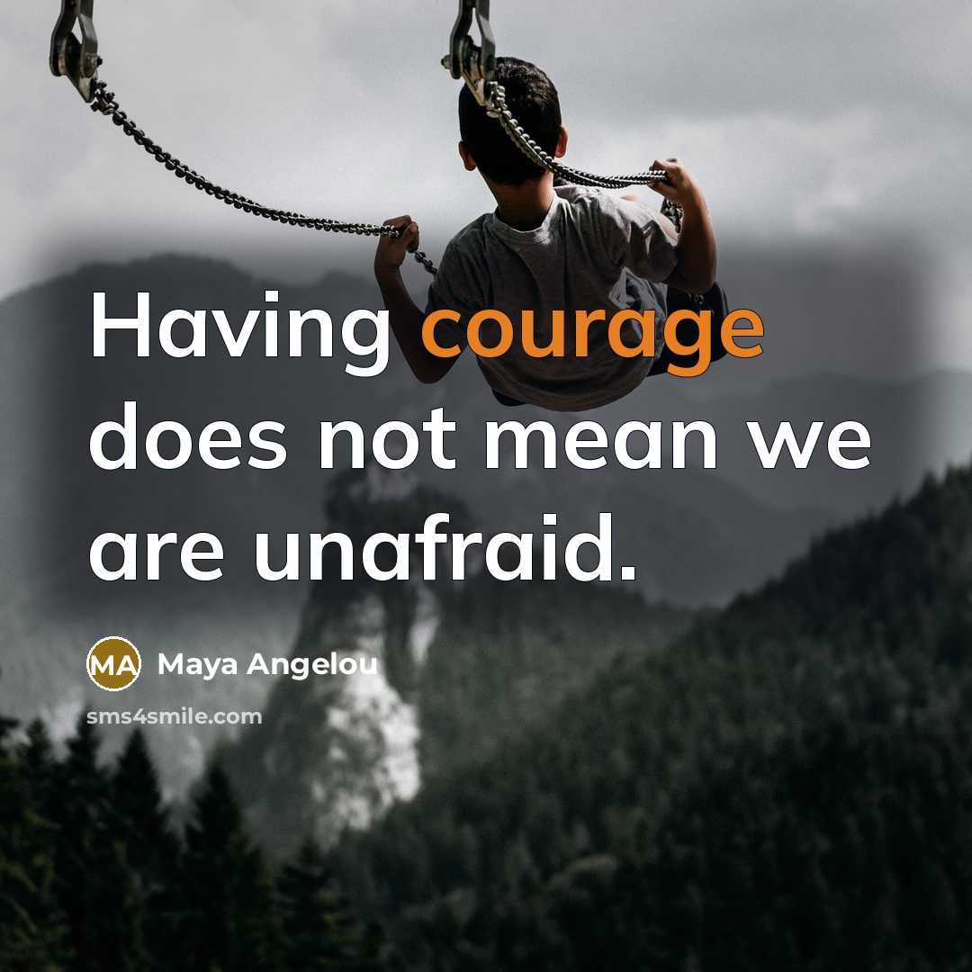“Having courage does not mean we are unafraid.…” quote by Maya Angelou