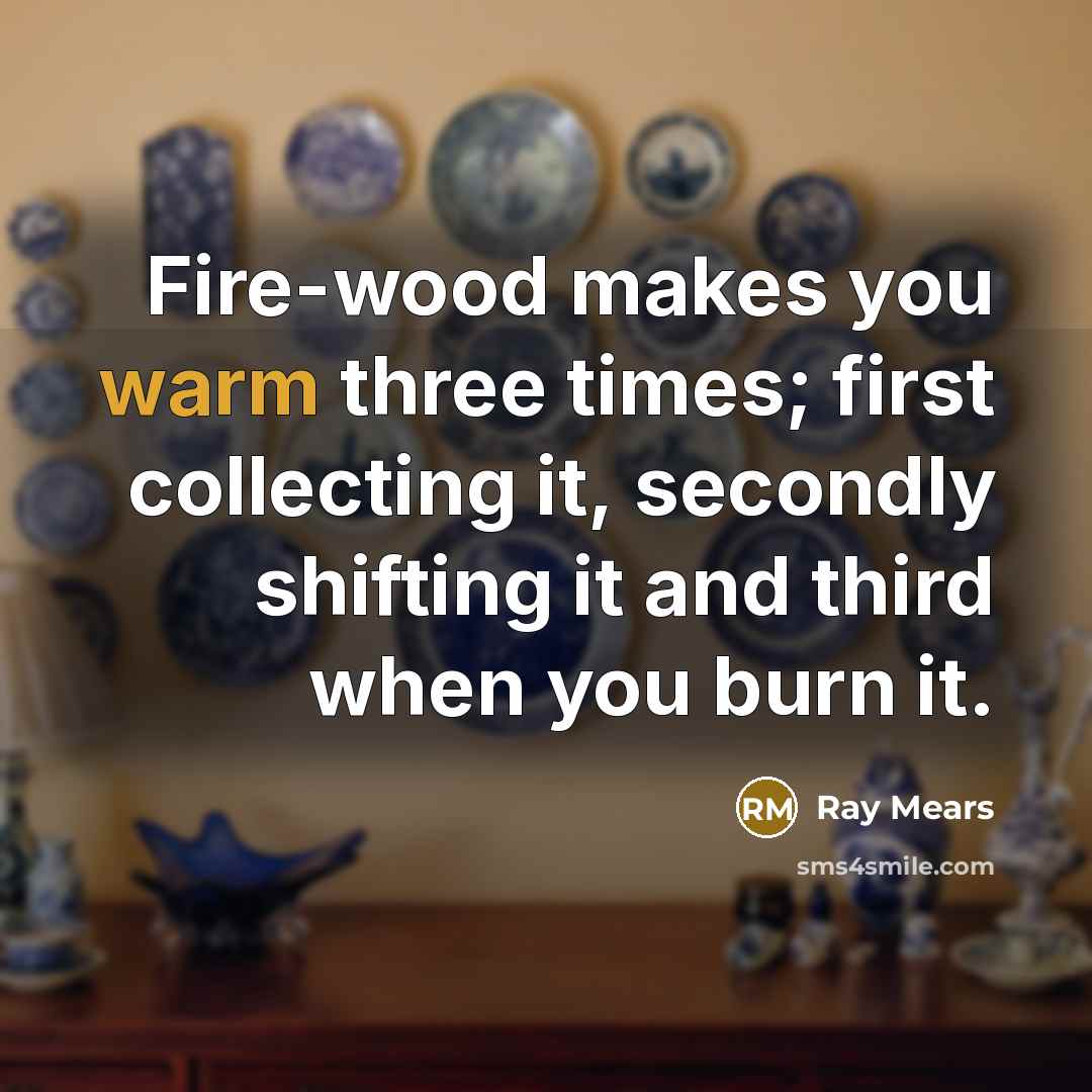 “Fire-wood makes you warm three times; first collecting it, secondly…” quote by Ray Mears
