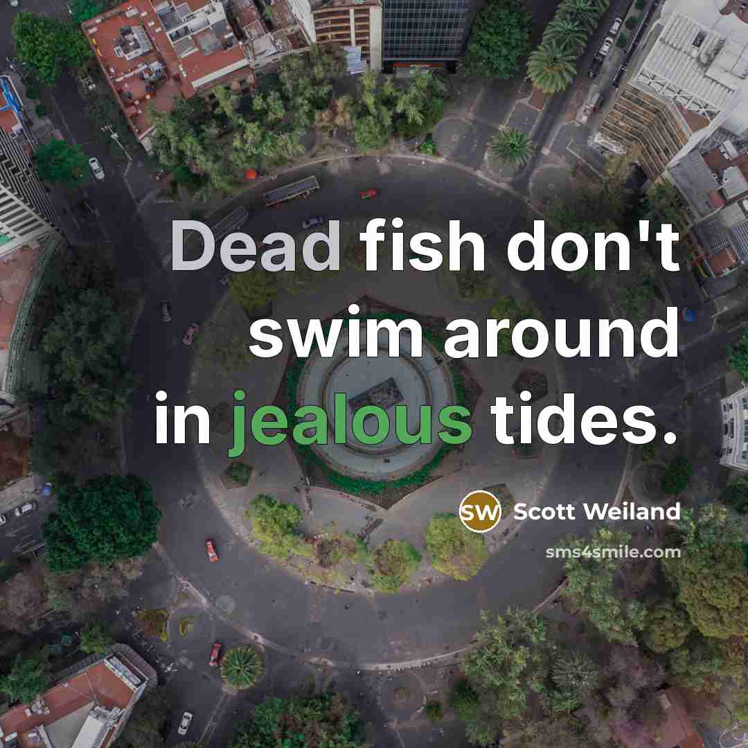 “Dead fish don't swim around in jealous tides.…” quote by Scott Weiland