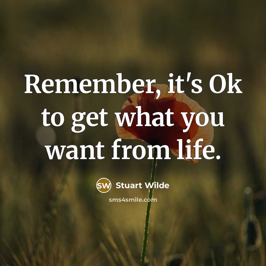 “Remember, it's Ok to get what you want from life.…” quote by Stuart Wilde