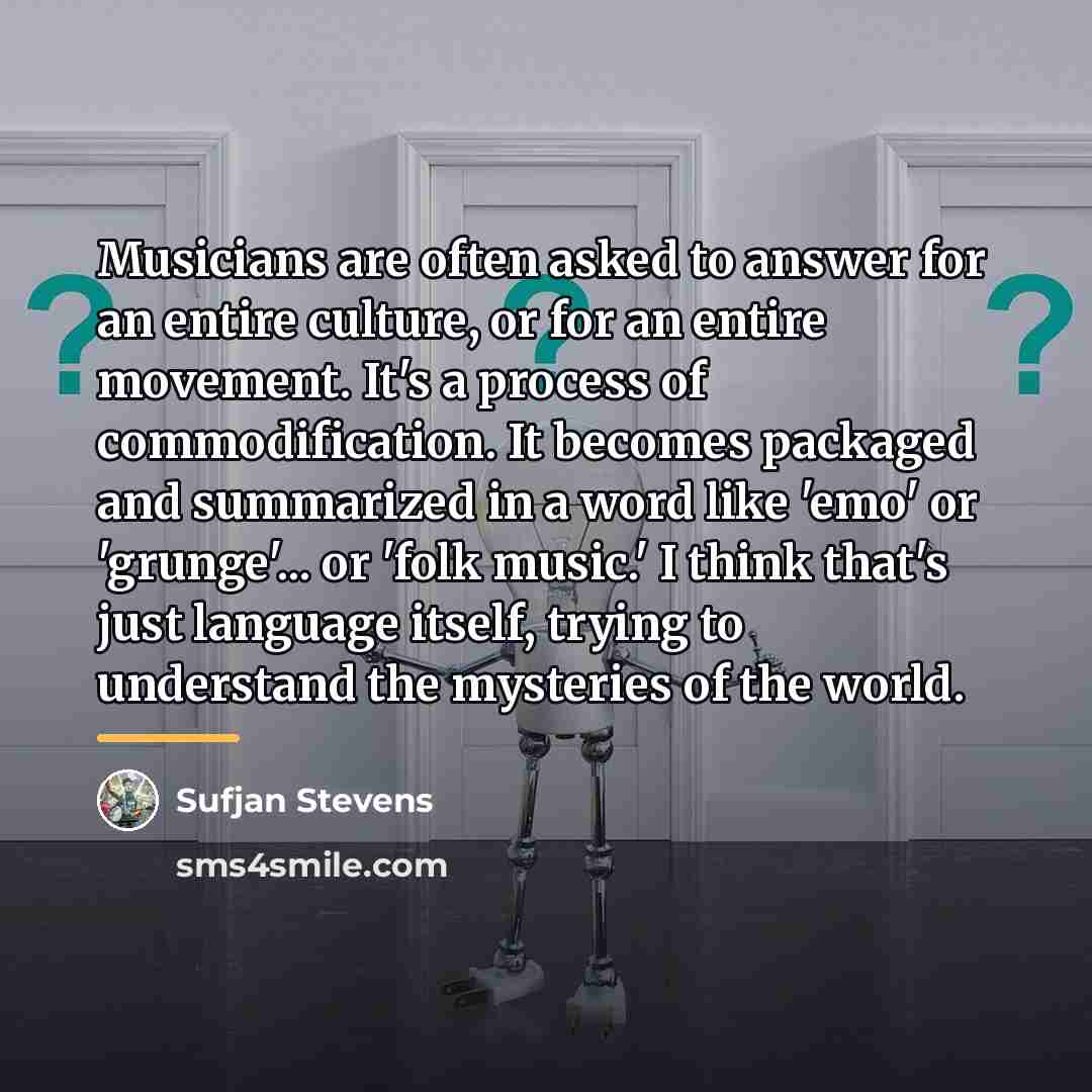 “Musicians are often asked to answer for an entire culture,…” quote by Sufjan Stevens
