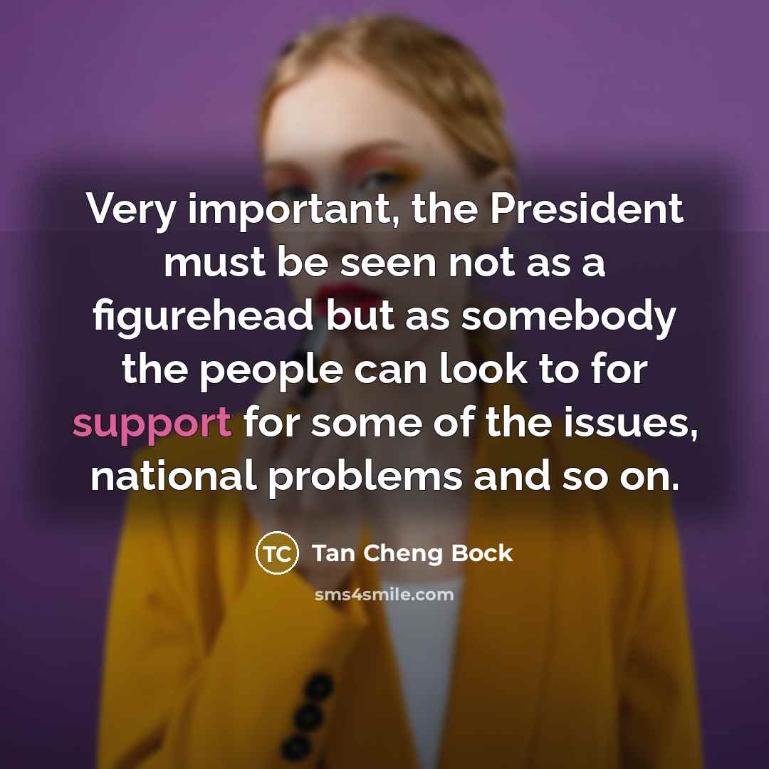 “Very important, the President must be seen not as a…” quote by Tan Cheng Bock