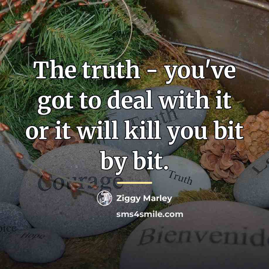 “The truth - you've got to deal with it or…” quote by Ziggy Marley