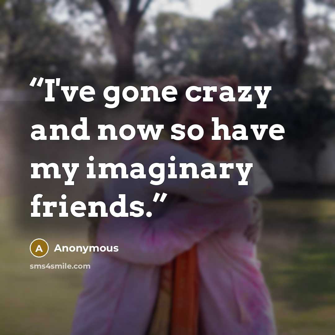 “I've gone crazy and now so have my imaginary friends.” quote by Anonymous