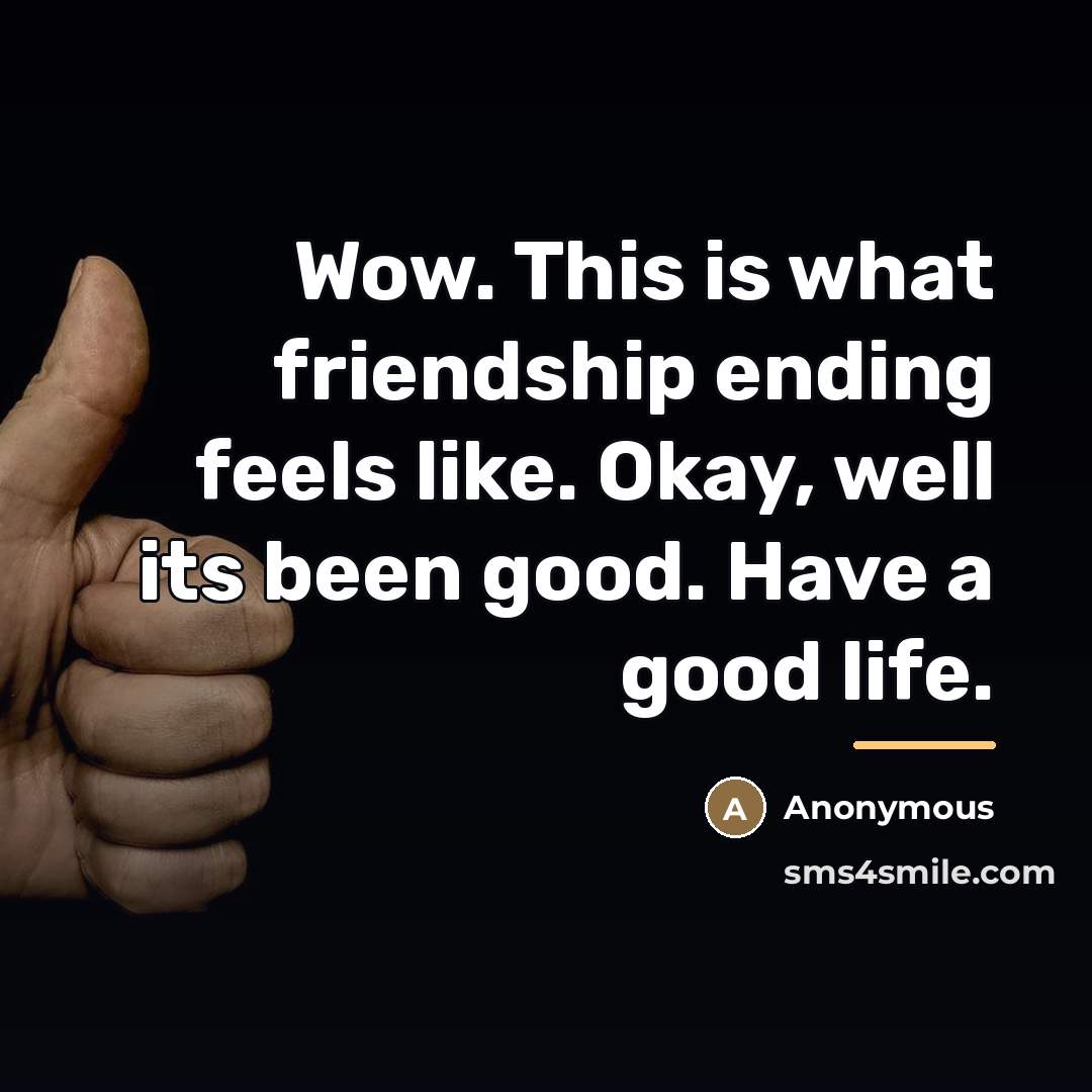 “Wow. This is what friendship ending feels like. Okay, well…” quote by Anonymous