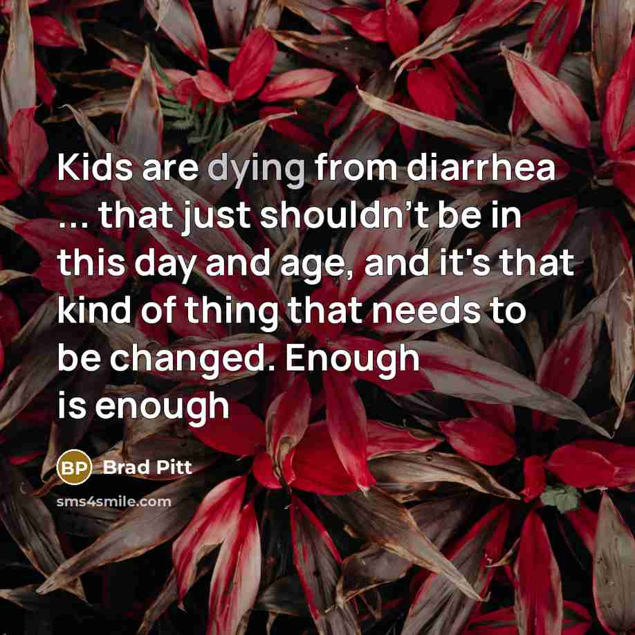 “Kids are dying from diarrhea ... that just shouldn't be…” quote by Brad Pitt