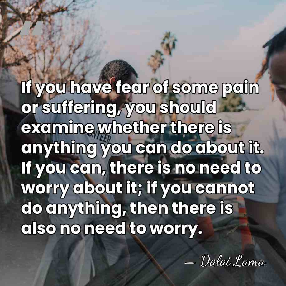 If you have fear of some pain or suffering, you should examine&hellip; - Dalai Lama