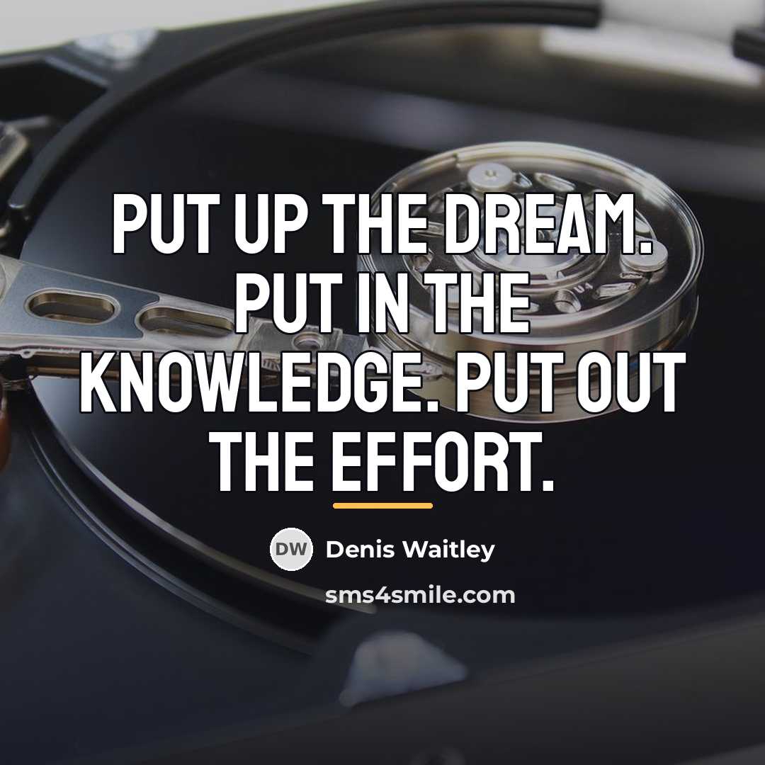 “Put up the dream. Put in the knowledge. Put out…” quote by Denis Waitley