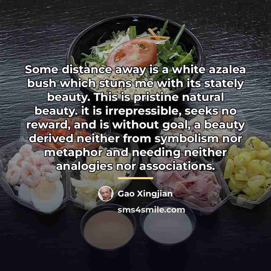 “Some distance away is a white azalea bush which stuns…” quote by Gao Xingjian
