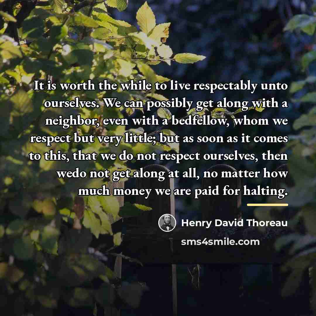 “It is worth the while to live respectably unto ourselves.…” quote by Henry David Thoreau