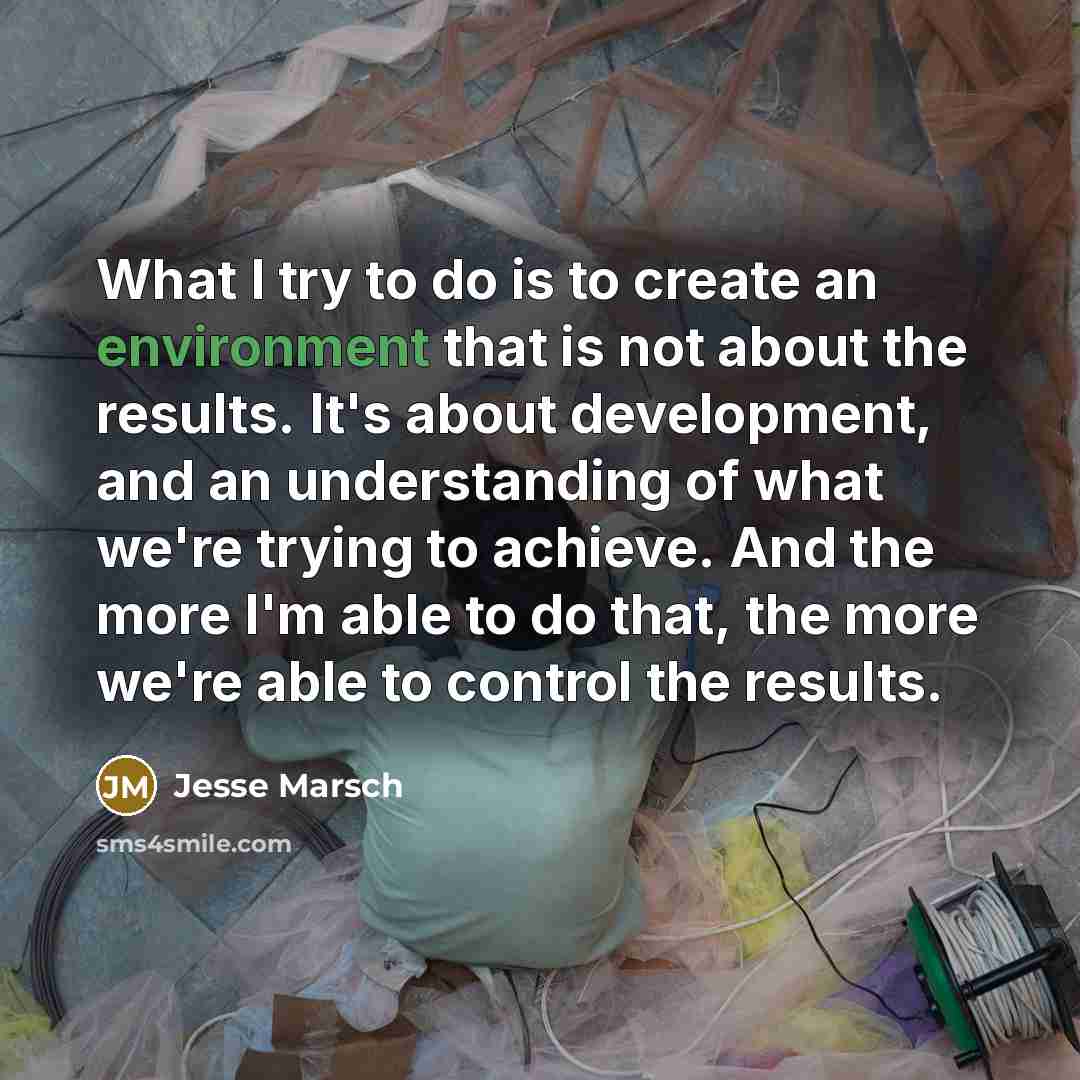 “What I try to do is to create an environment…” quote by Jesse Marsch