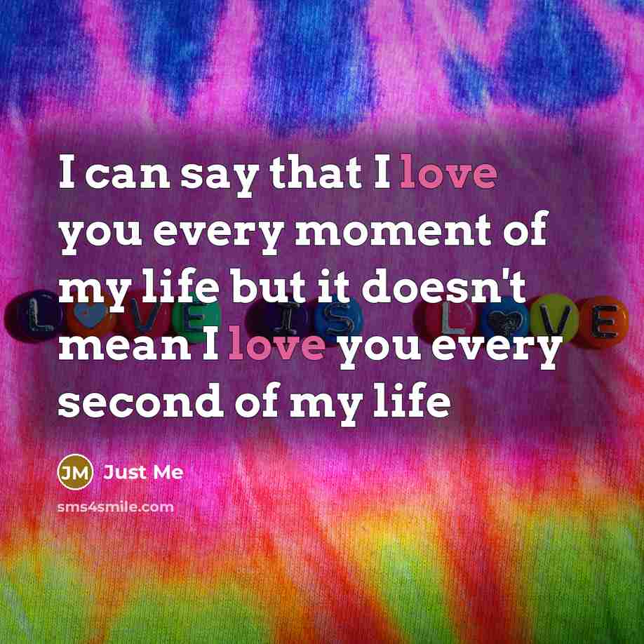 “I can say that I love you every moment of…” quote by Just Me