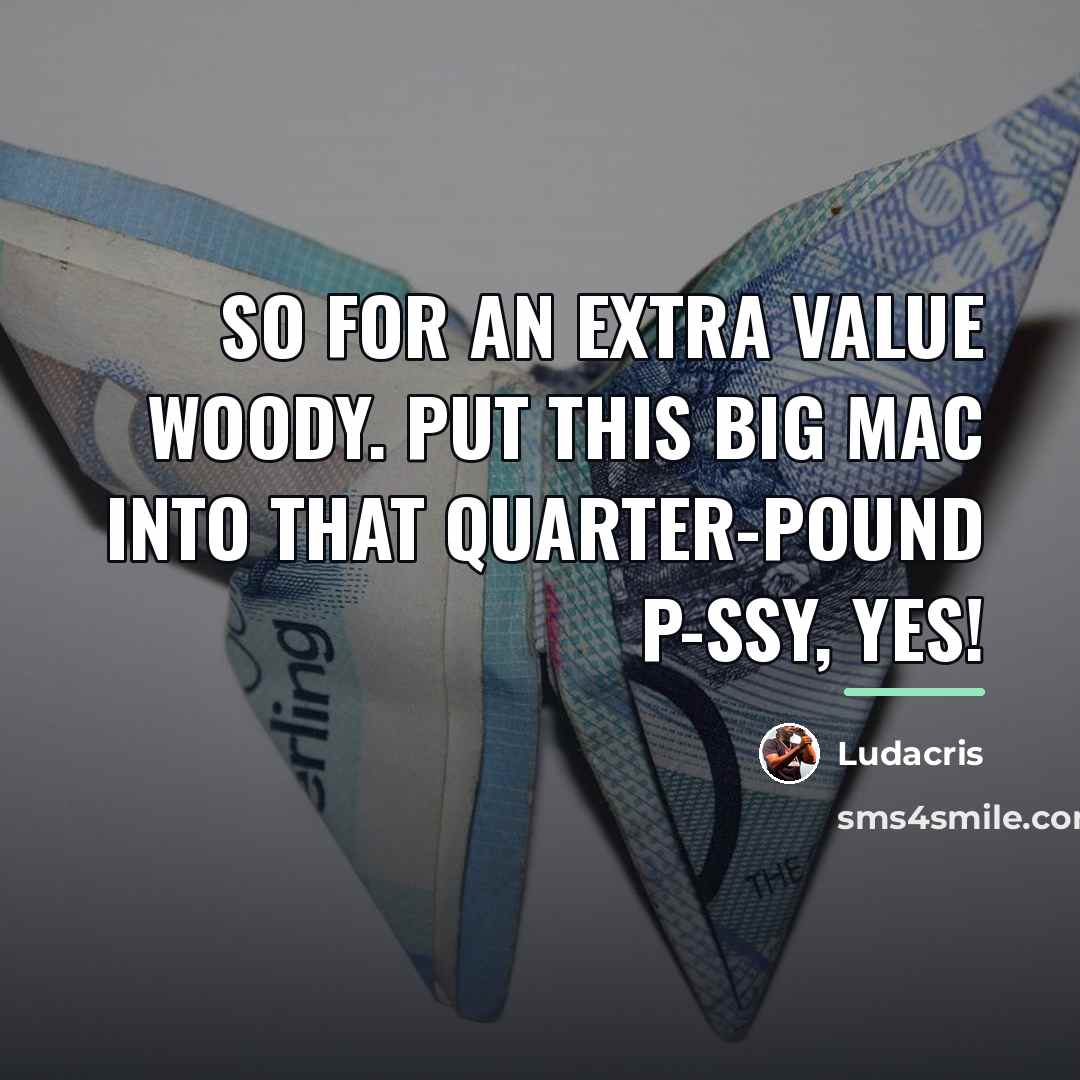 “So for an extra value woody. Put this Big Mac…” quote by Ludacris