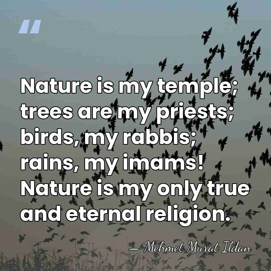 Nature is my temple; trees are my priests; birds, my rabbis; rains,&hellip; - Mehmet Murat Ildan