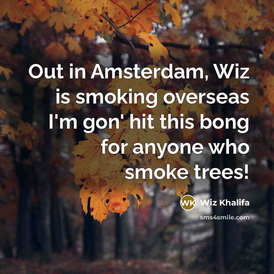 “Out in Amsterdam, Wiz is smoking overseas I'm gon' hit…” quote by Wiz Khalifa