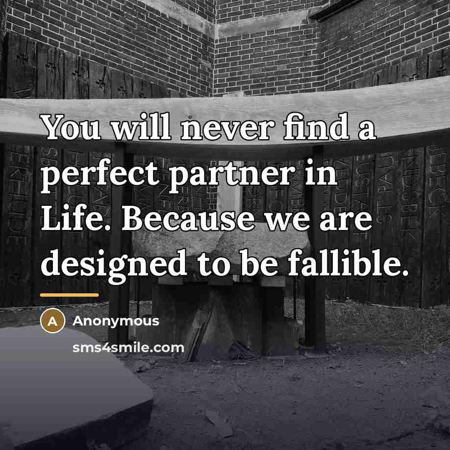 “You will never find a perfect partner in Life. Because…” quote by Anonymous