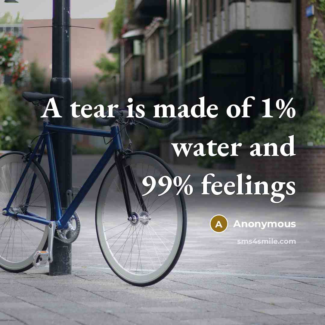 “A tear is made of 1% water and 99% feelings…” quote by Anonymous