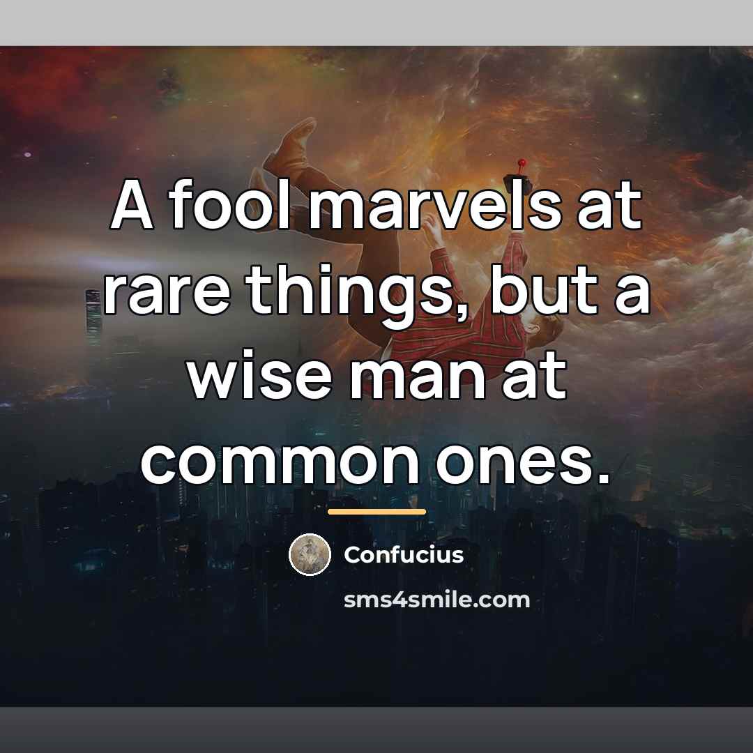 “A fool marvels at rare things, but a wise man…” quote by Confucius