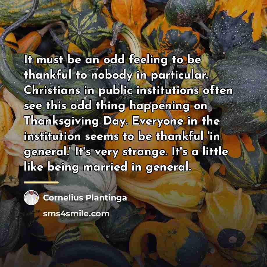 “It must be an odd feeling to be thankful to…” quote by Cornelius Plantinga