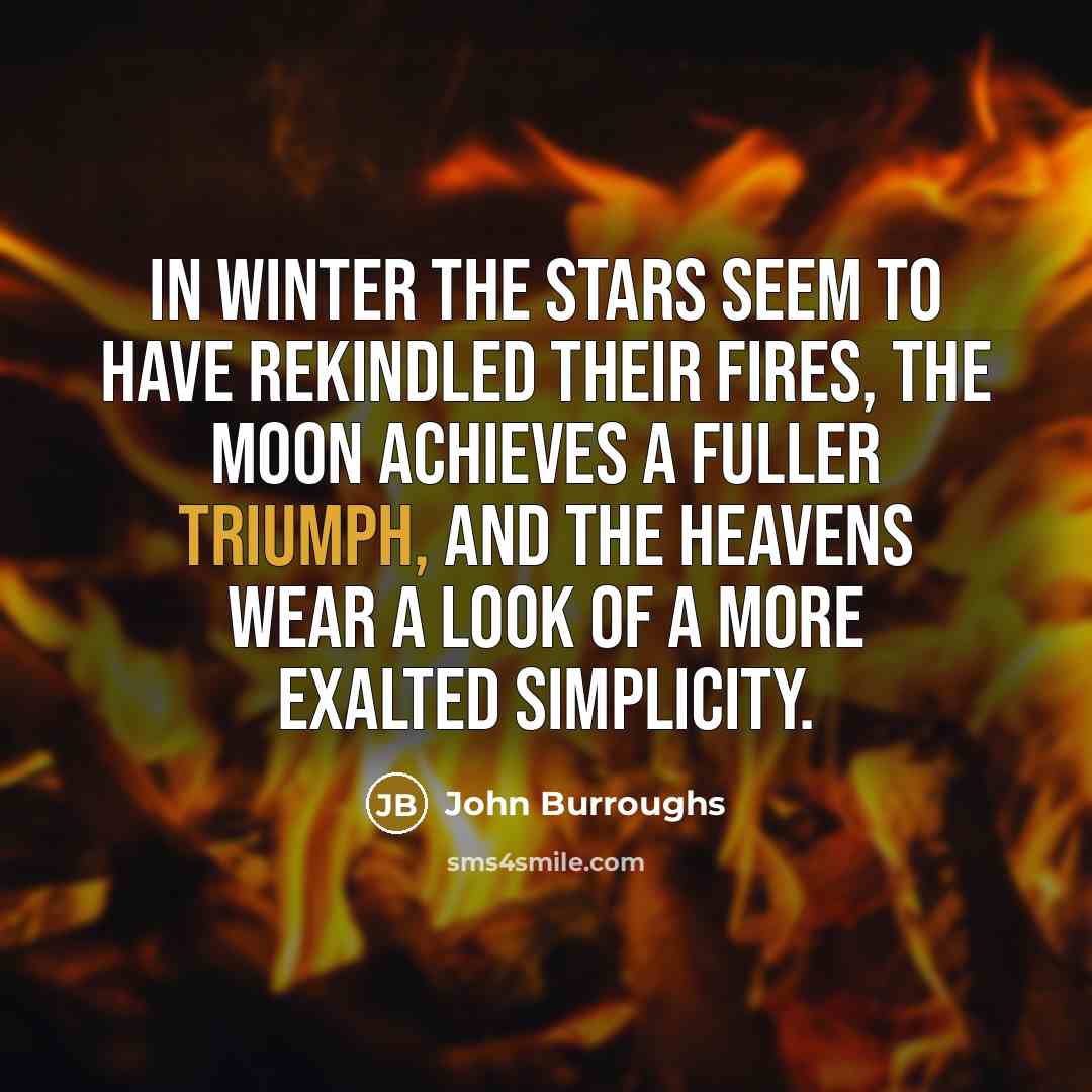 “In winter the stars seem to have rekindled their fires,…” quote by John Burroughs