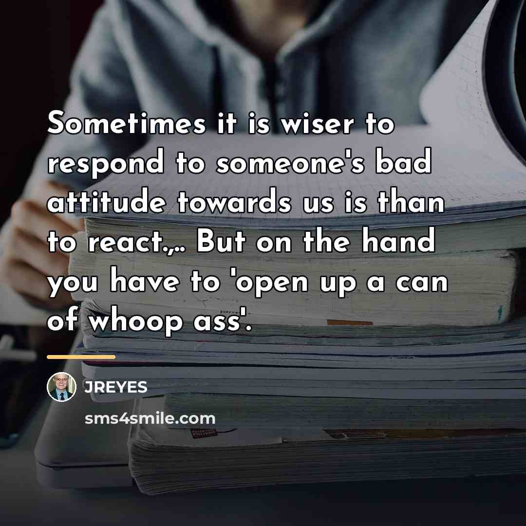 “Sometimes it is wiser to respond to someone's bad attitude…” quote by JREYES