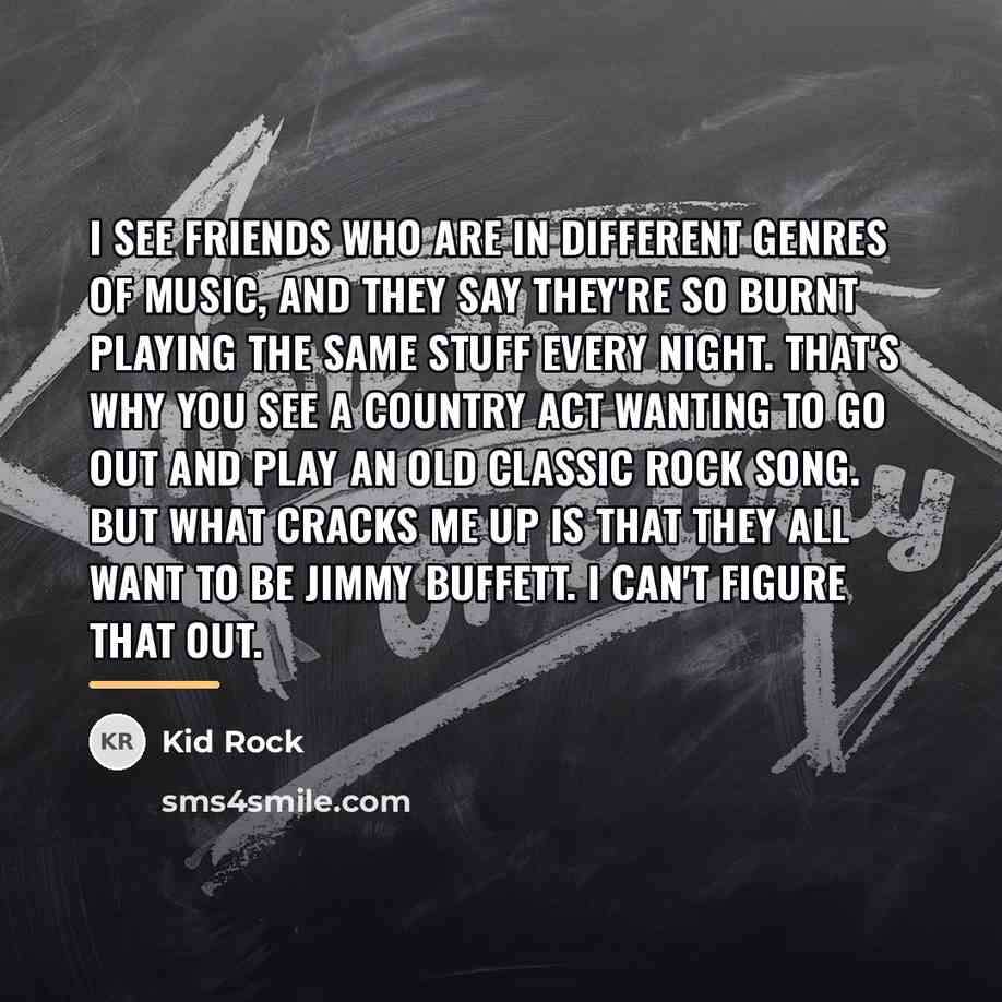 “I see friends who are in different genres of music,…” quote by Kid Rock