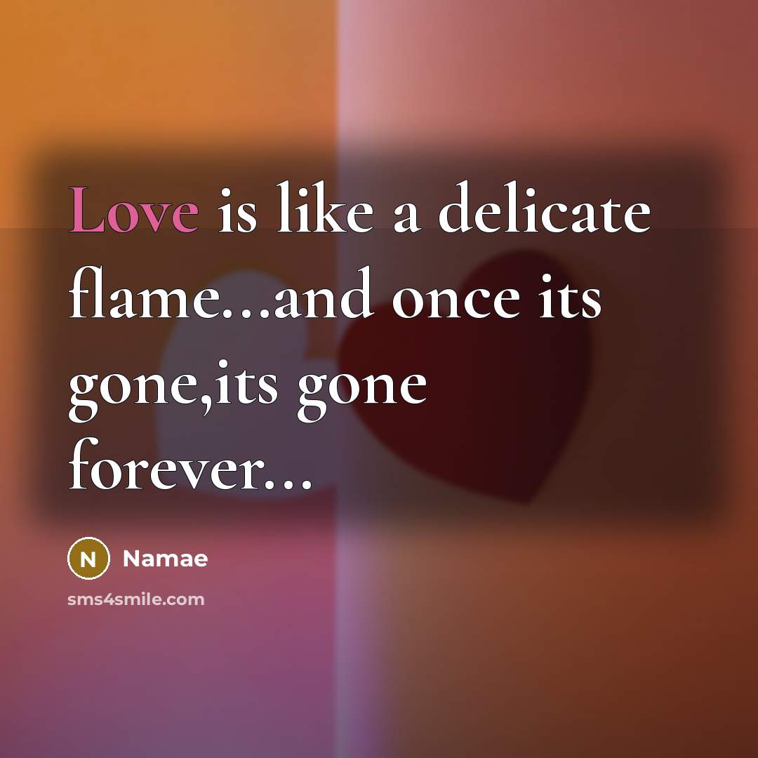 “Love is like a delicate flame...and once its gone,its gone…” quote by Namae