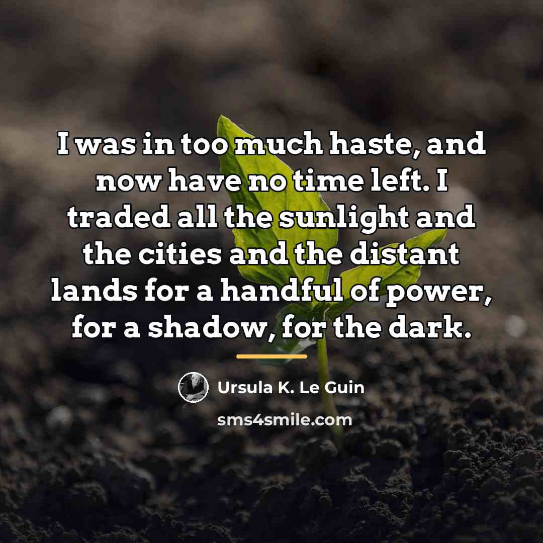 “I was in too much haste, and now have no…” quote by Ursula K. Le Guin