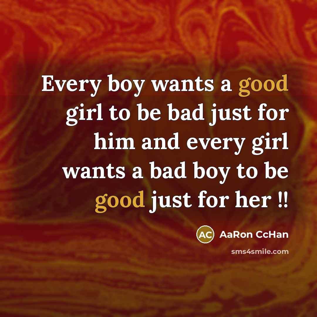 “Every boy wants a good girl to be bad just…” quote by AaRon CcHan