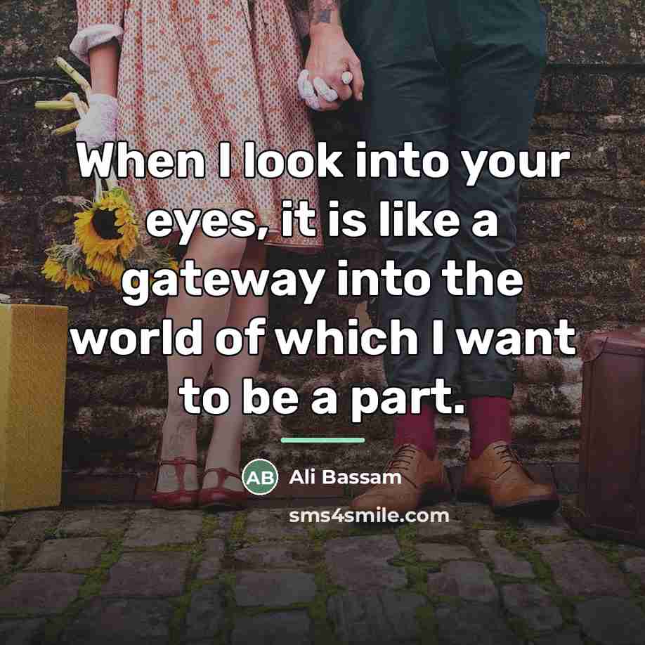 “When I look into your eyes, it is like a…” quote by Ali Bassam