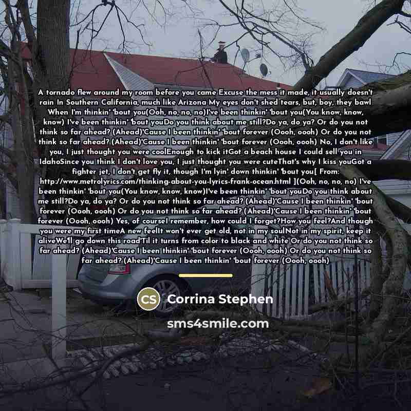 “A tornado flew around my room before you came Excuse…” quote by Corrina Stephen
