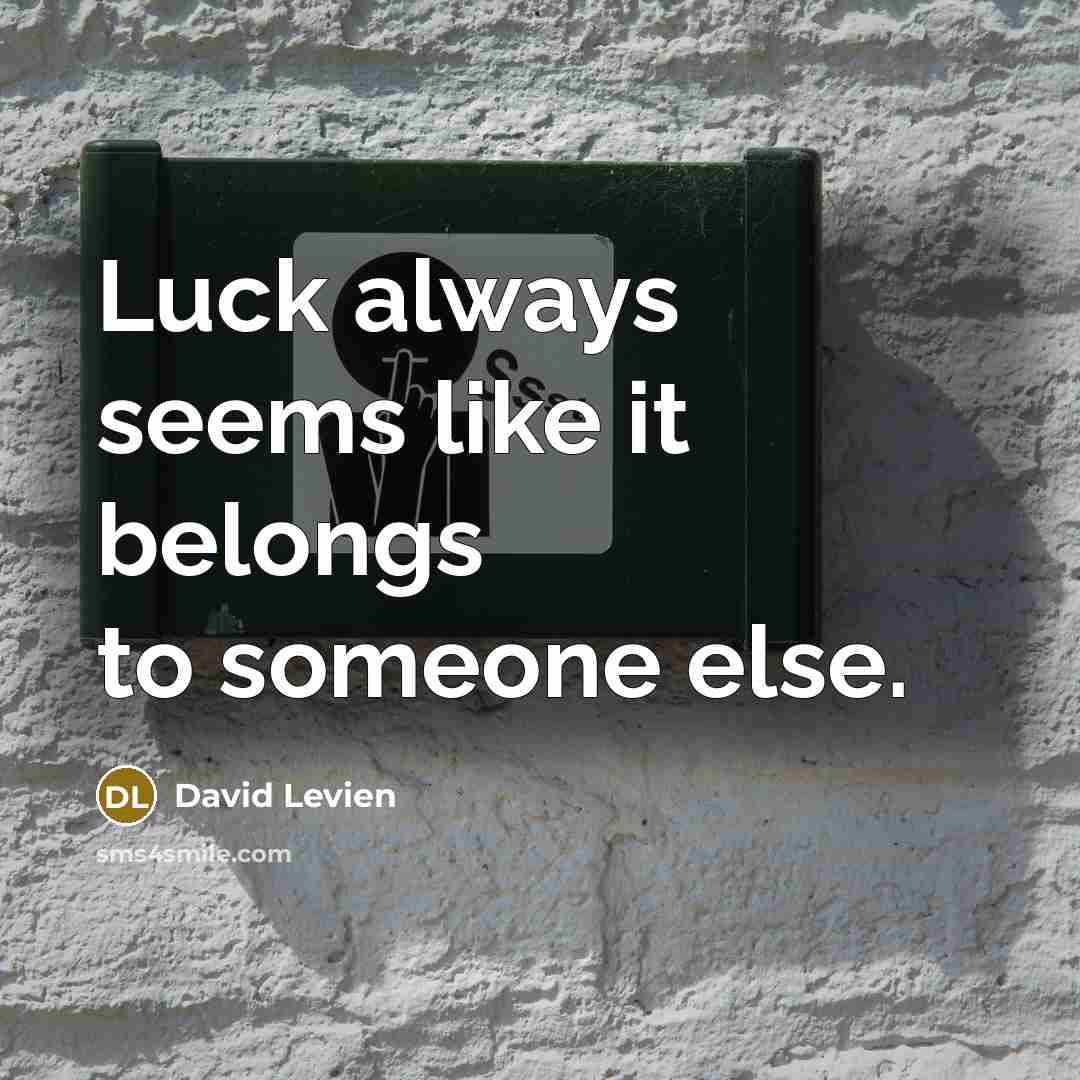 “Luck always seems like it belongs to someone else.…” quote by David Levien