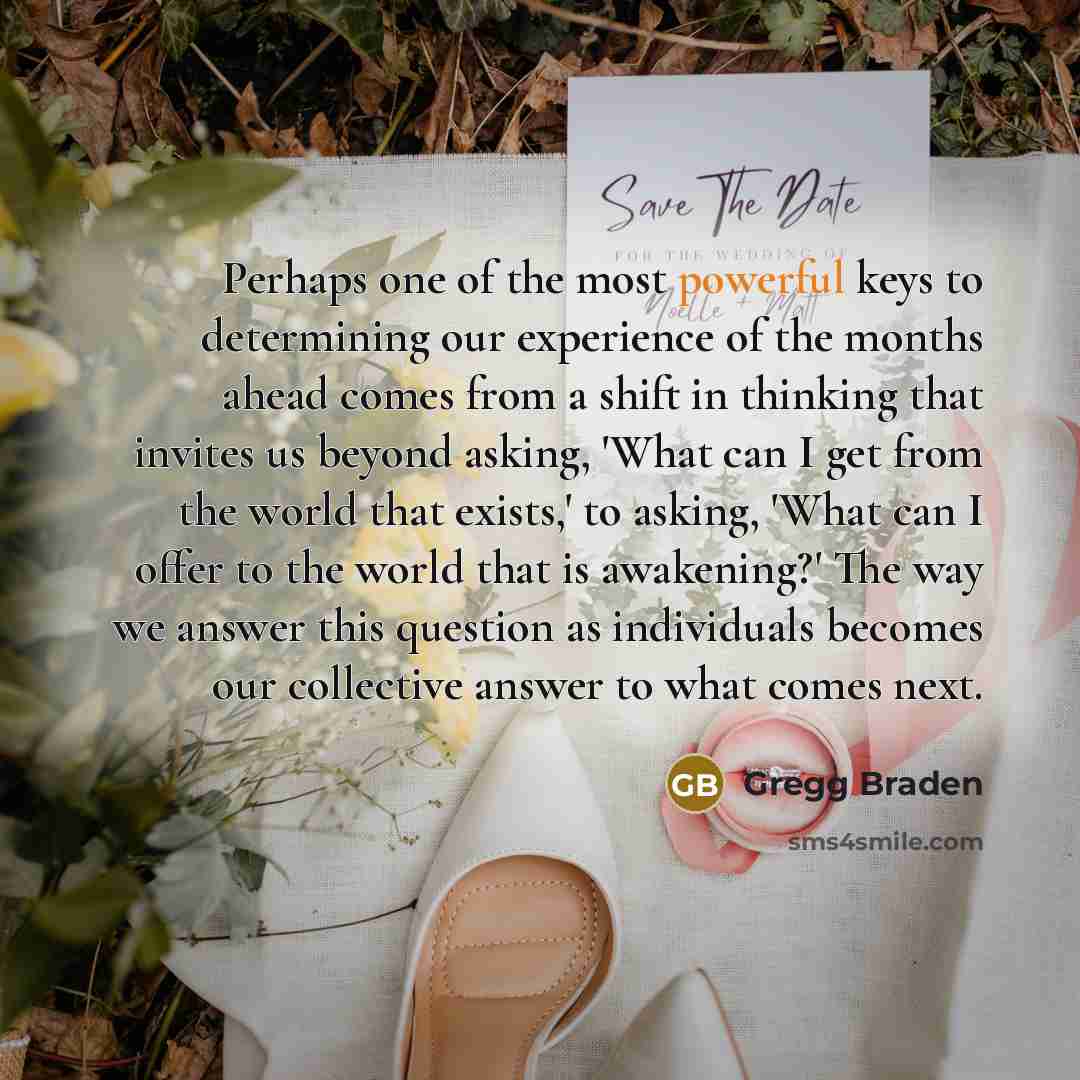 “Perhaps one of the most powerful keys to determining our…” quote by Gregg Braden