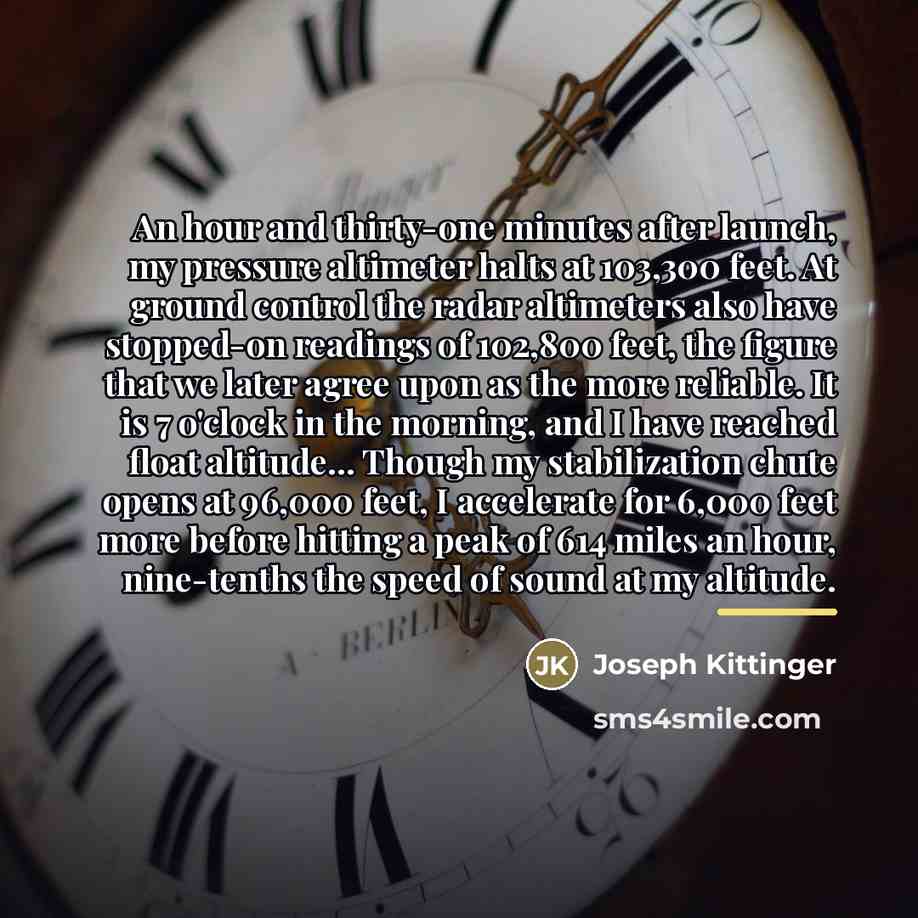 “An hour and thirty-one minutes after launch, my pressure altimeter…” quote by Joseph Kittinger