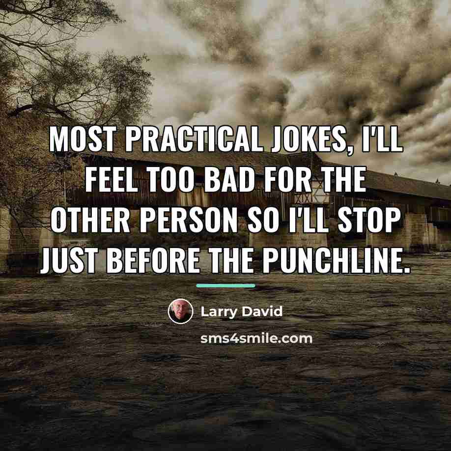 “Most practical jokes, I'll feel too bad for the other…” quote by Larry David