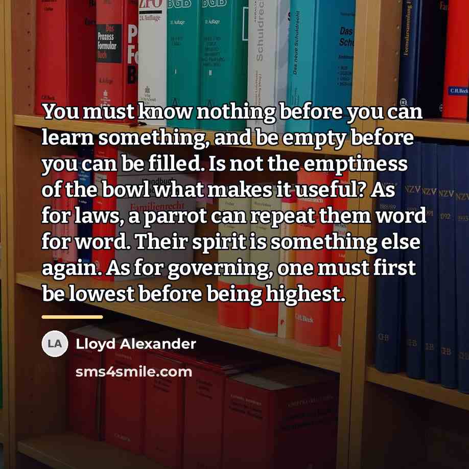 “You must know nothing before you can learn something, and…” quote by Lloyd Alexander