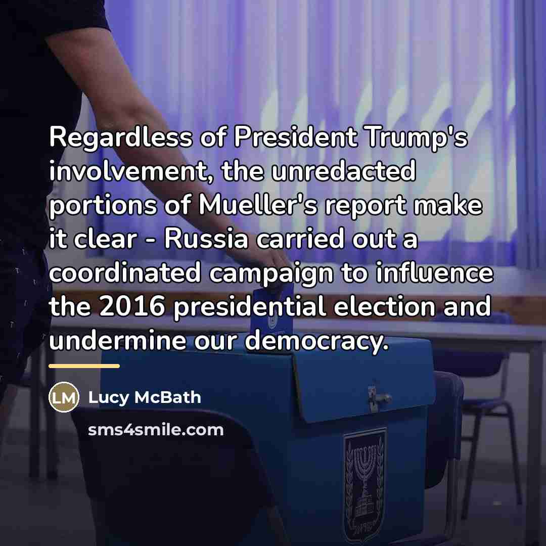 “Regardless of President Trump's involvement, the unredacted portions of Mueller's…” quote by Lucy McBath